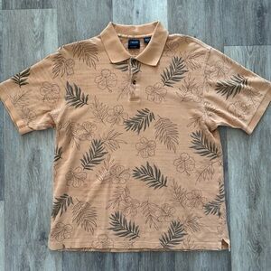 Izod Men's Brown Floral Polo Shirt